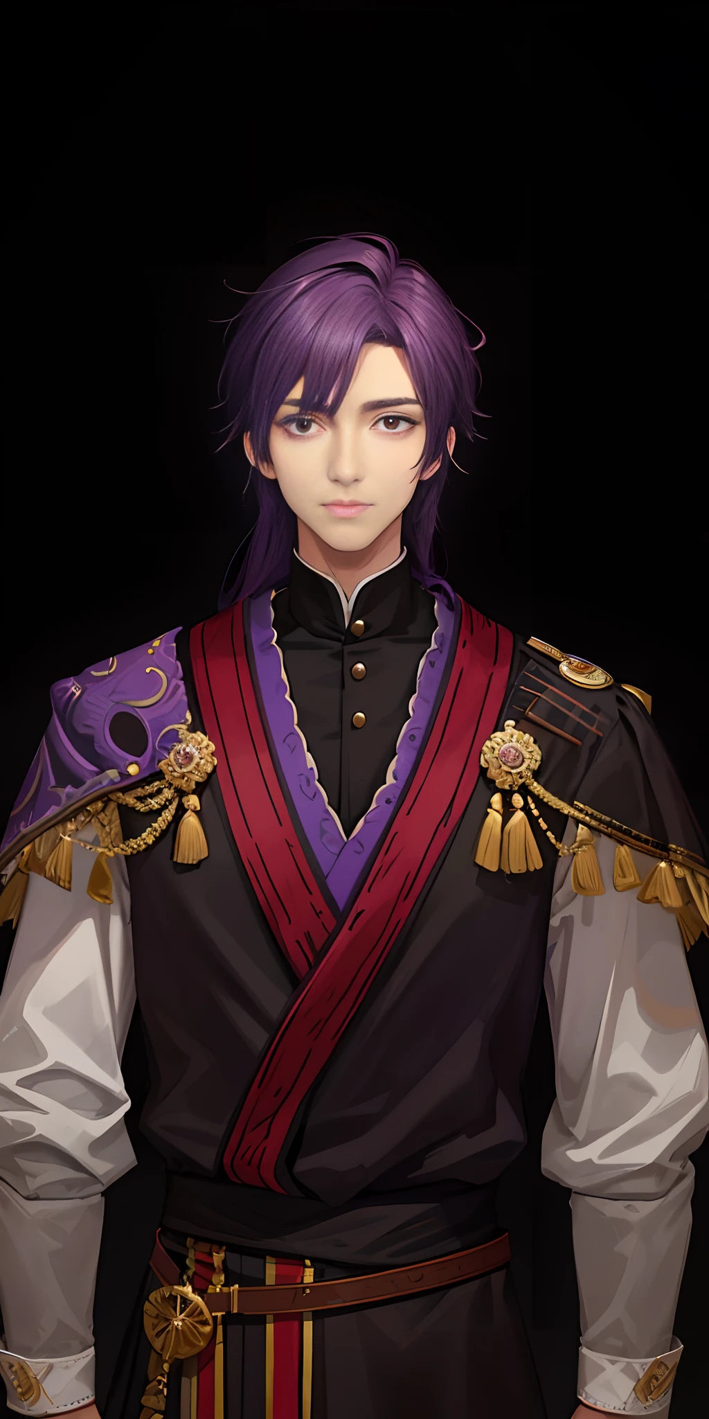 A man in a period costume, in purple
