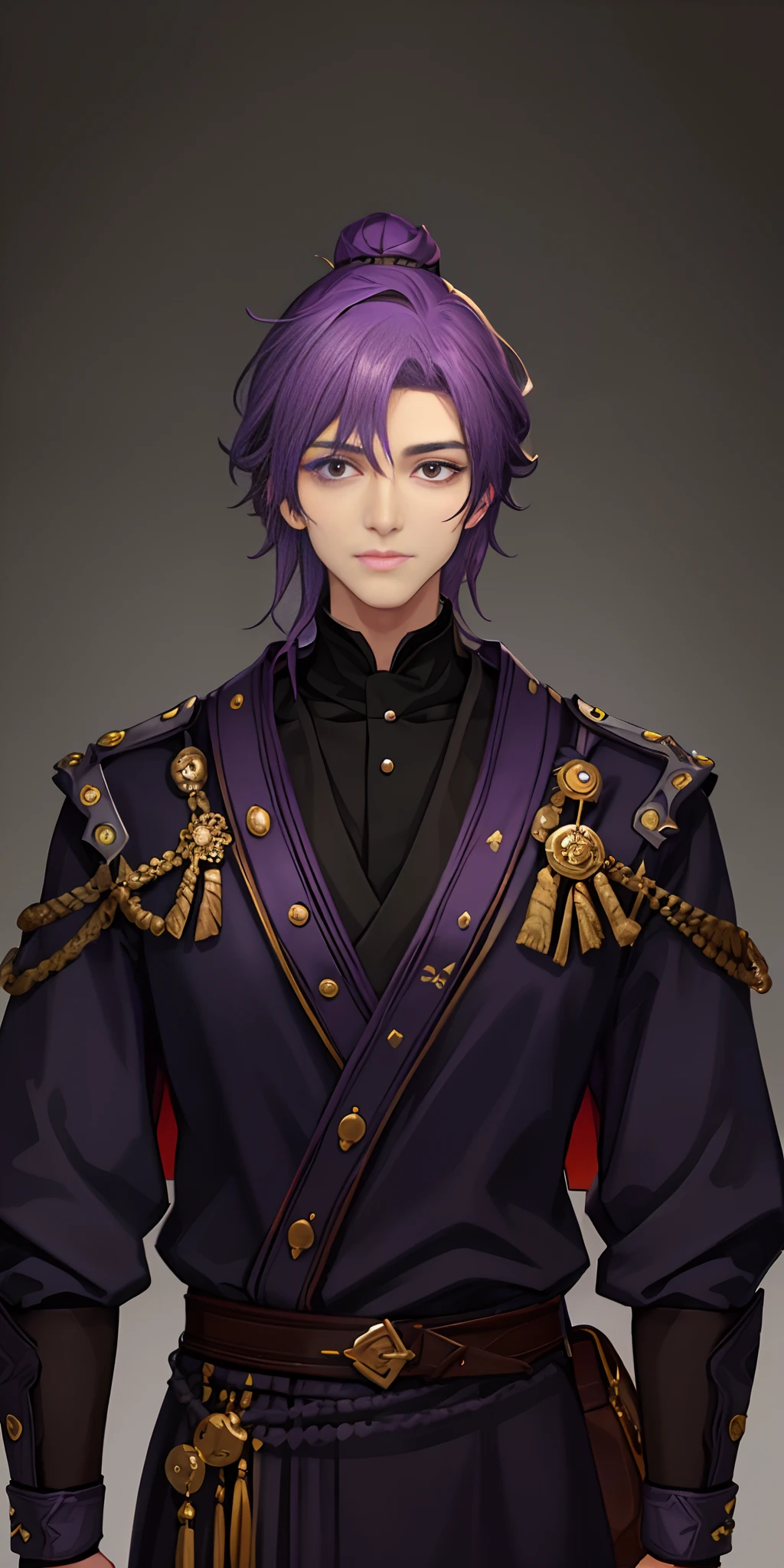 A man in a period costume, in purple