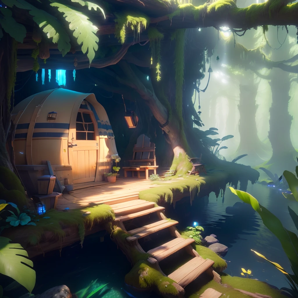 masterpiece, best quality, (extremely detailed CG unity 8k wallpaper), (best quality), (best illustration), (best shadow), A shell shape hut covered with moss， isometric 3D, octane render,ray tracing,ultra detailed