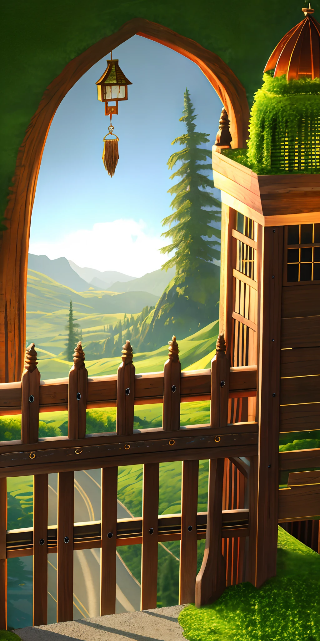 European Tower Wilderness Wooden Fortress Gate