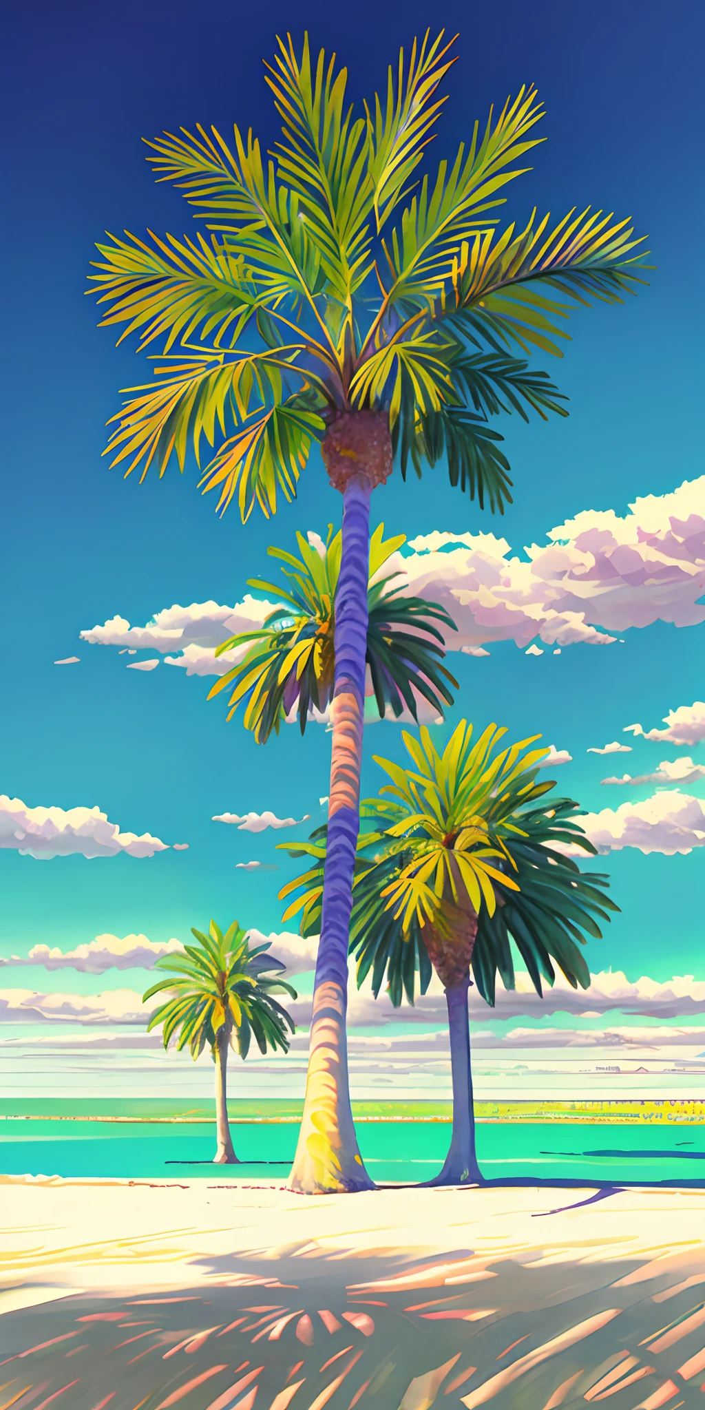 Date palm tree, front view, illustration flat style