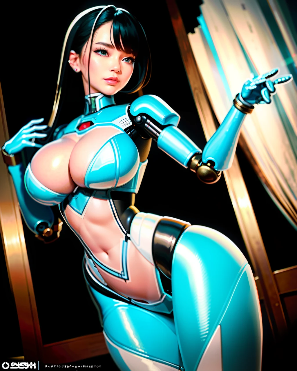 masterpiece, best quality, 1lady robot, y, big booobot