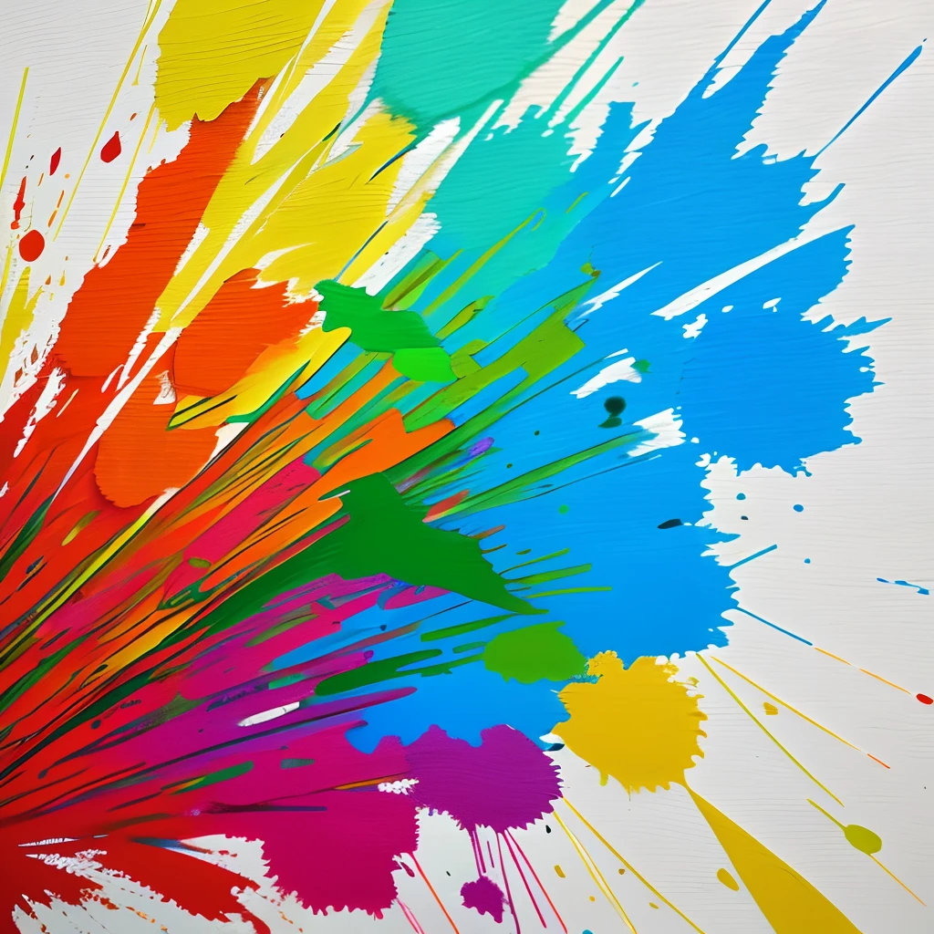 a dropping colorful paint splatter on canvas