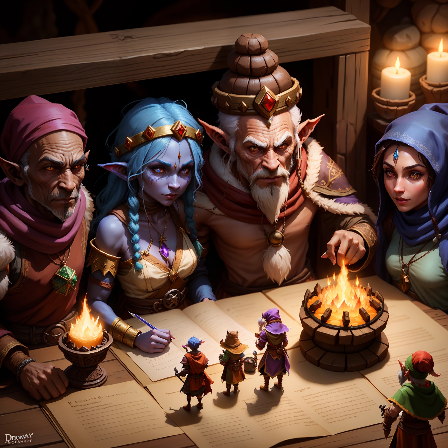 (high fantasy) [(1cerer)+(1wizard)+(1monk)+(1druid)+(1fighter)+(1kobold)+(1dwarf)+(1drow)+(1orc)] 