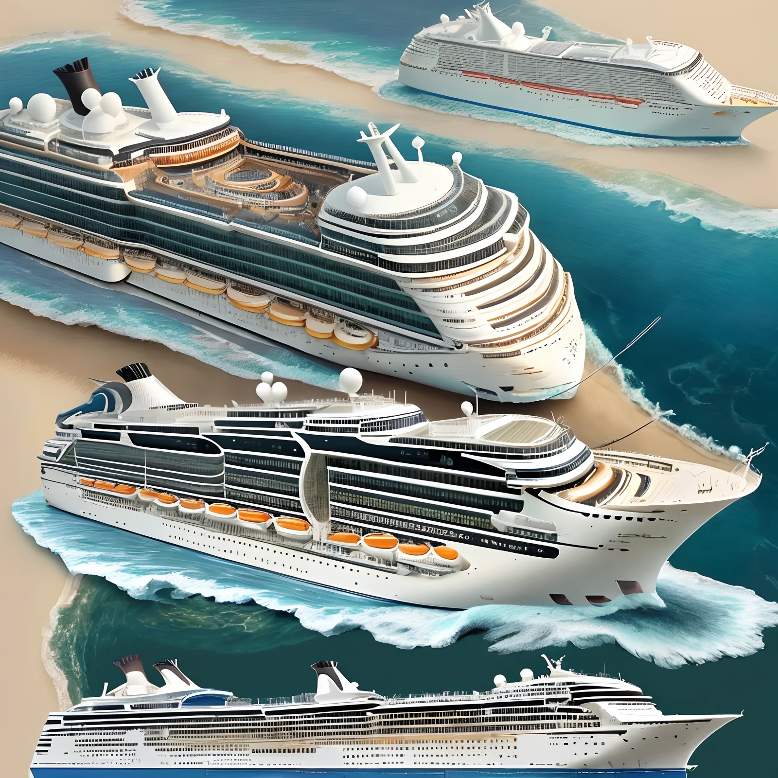 Cross section view of a cruise ship,The front side of the cruise ship,Planing diagram