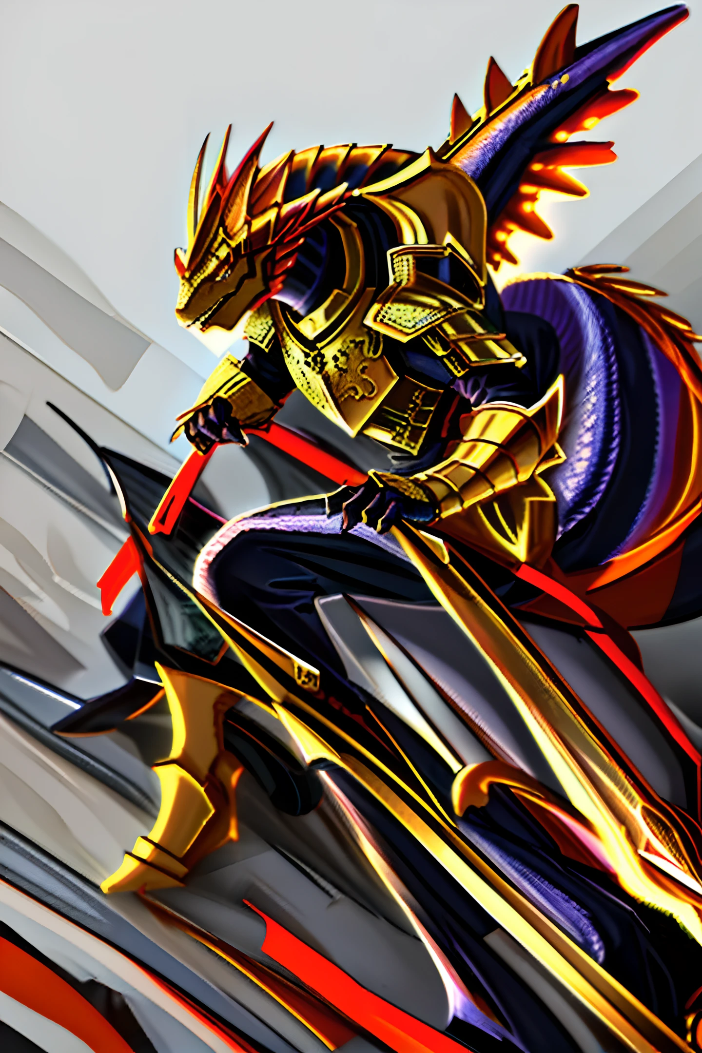 masterpiece,best quality,official art, extremely detailed CG unity 8k wallpaper,Western dragon,Dragon,Paladin,metal armor,armor,White background,Sword and shield,solo,Dragon man,gold eyes,gold dragon