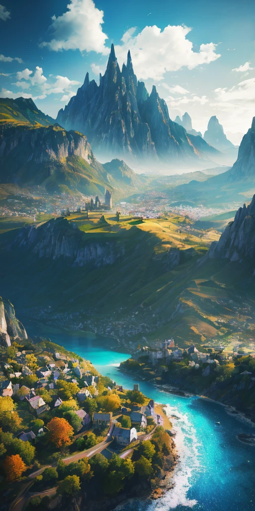 city,rural and urban,church,knight,masterpiece, best quality, high quality, extremely detailed CG unity 8k wallpaper, scenery, outdoors, sky, cloud, day, no humans, mountain, landscape, water, tree, blue sky, waterfall, cliff, nature, lake, river, cloudy sky,award winning photography, Bokeh, Depth of Field, HDR, bloom, Chromatic Aberration ,Photorealistic,extremely detailed, trending on artstation, trending on CGsociety, Intricate, High Detail, dramatic, art by midjourney