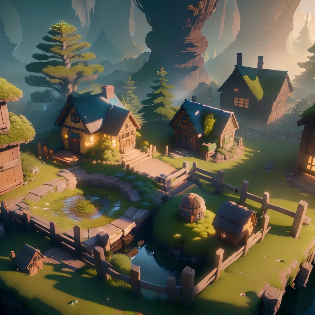 masterpiece, best quality, (extremely detailed CG unity 8k wallpaper), (best quality), (best illustration), (best shadow), A round turnip hut covered with moss, isometric 3D, octane render,ray tracing,ultra detailed