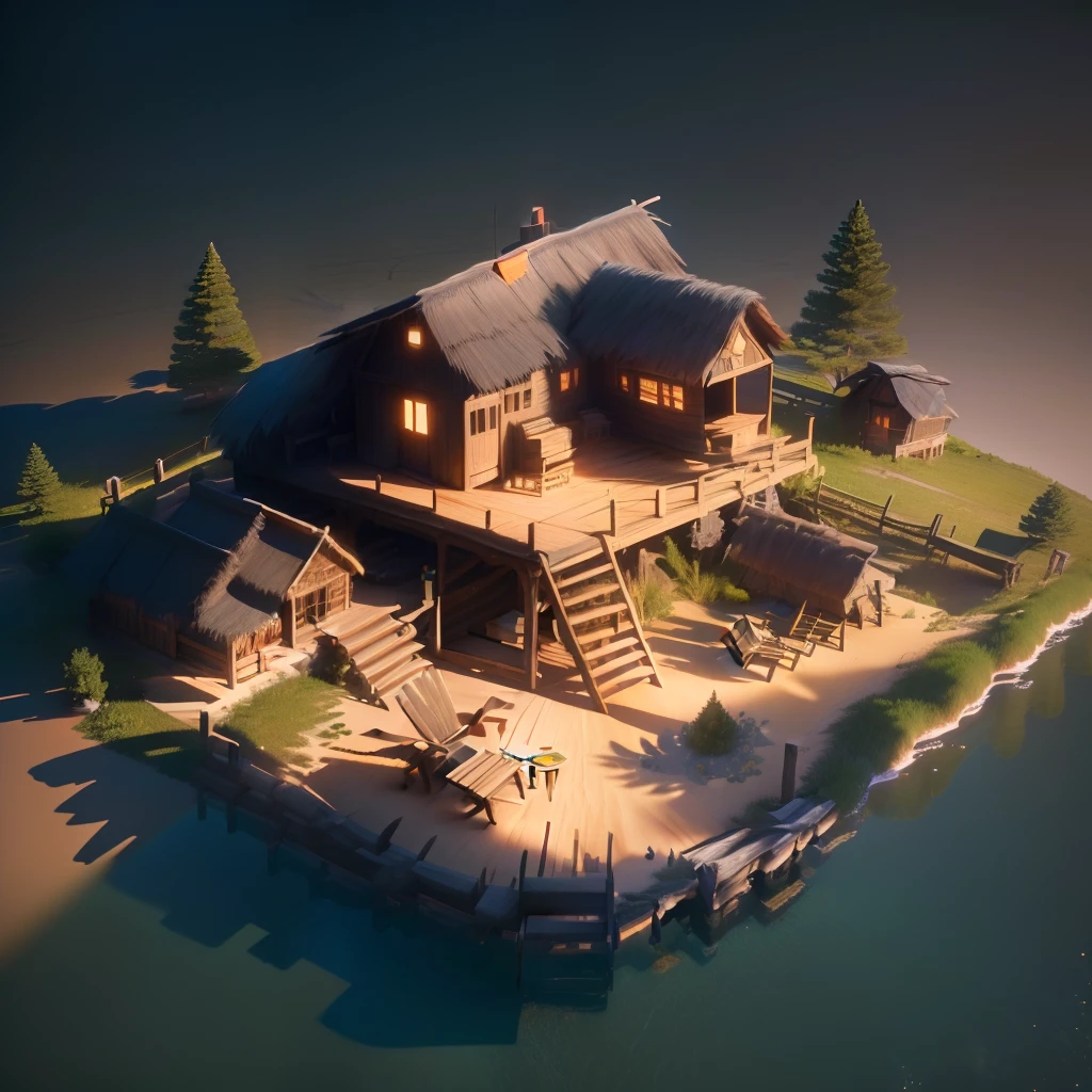"Behold a true masterpiece of the highest quality - an (extremely detailed CG unity 8k wallpaper) that boasts the (best illustration) and (best shadow) qualities. Feast your eyes on an awe-inspiring A hut, flawlessly rendered in isometric 3D using Octane Render and ray tracing technology - every minute detail (ultra-detailed) and every shadow (best shadow) perfectly captured."