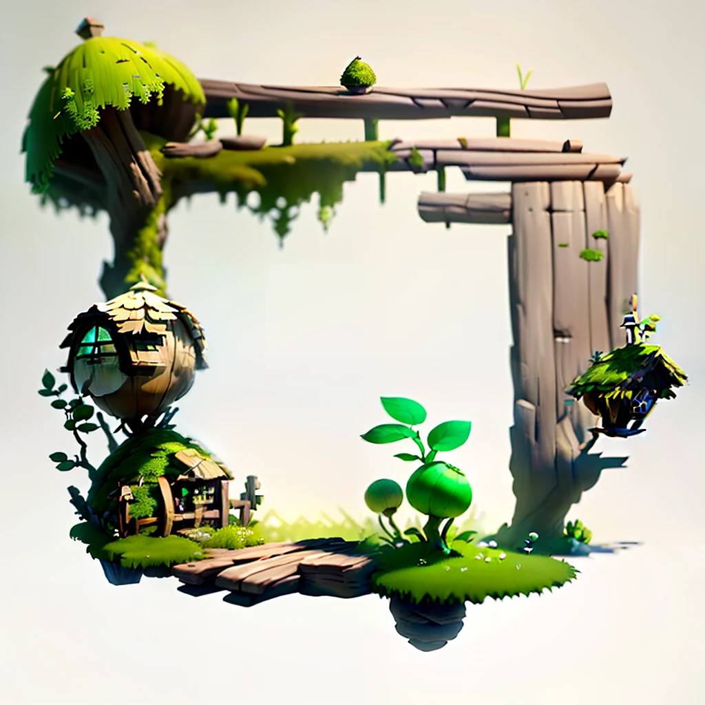 masterpiece, best quality, (extremely detailed CG unity 8k wallpaper), (best quality), (best illustration), (best shadow), A round turnip hut covered with moss, isometric 3D, octane render,ray tracing,ultra detailed,