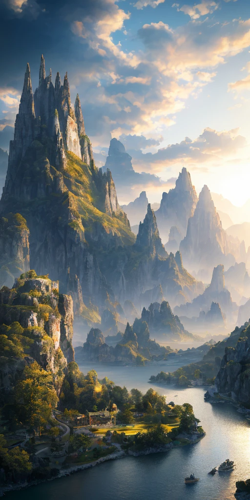 masterpiece, best quality, high quality, extremely detailed CG unity 8k wallpaper, scenery, outdoors, sky, cloud, day, no humans, landscape, water, tree, blue sky, city, marble and granite buidings, nature, lake, river, cloudy sky,award winning photography, Bokeh, Depth of Field, HDR, bloom, Chromatic Aberration ,Photorealistic,extremely detailed, trending on artstation, trending on CGsociety, Intricate, High Detail, dramatic, art by midjourney