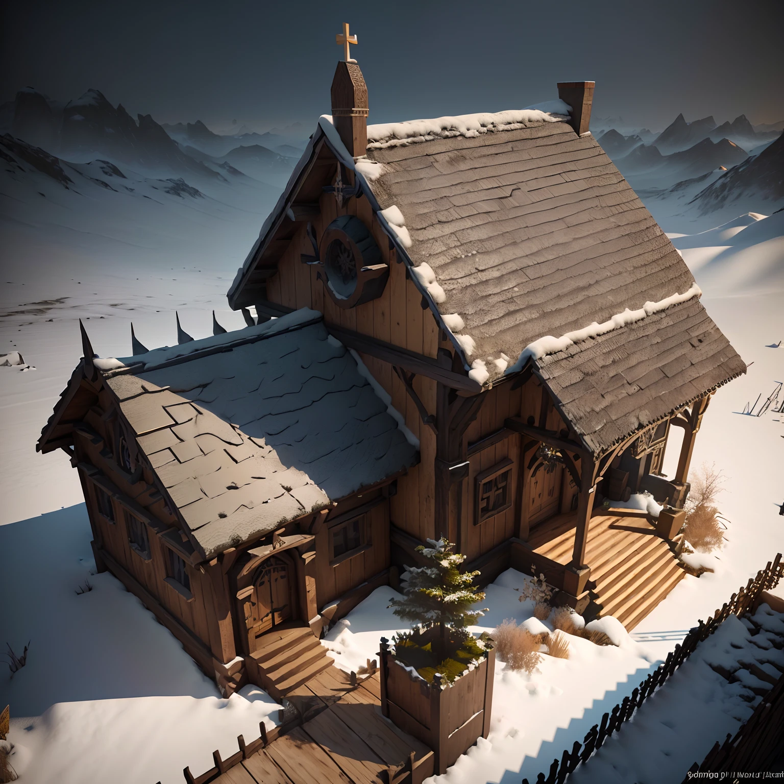 Medieval architecture in SLG Strategy building game, Viking style barracks with realistic art style, gorgeous Viking totem decoration and stark features from Lord of the Rings and God of War, 3D model HD rendering, architectural rendering, orthographic isometric view, 45 degree Angle from above, white background, high detail, film, global lighting, realistic lighting, Unreal Engine rendering, Substance 3D, octane Rendering, (hdr:1.3)