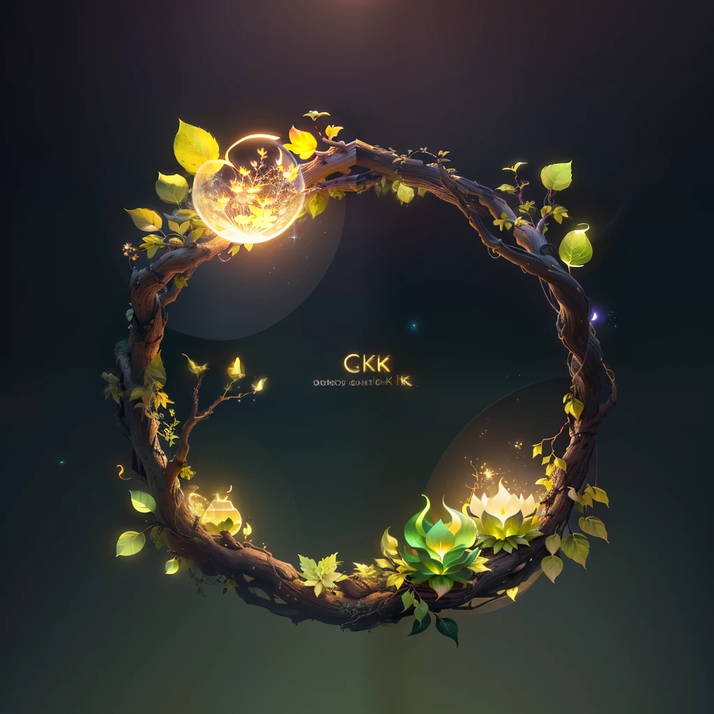 masterpiece, best quality, (extremely detailed CG unity 8k wallpaper), (best quality), (best illustration), (best shadow),The UI interface outer frame design adopts natural elements of jungle theme. The avatar frame is designed as a circular shape with delicate foliage and branches around it, along with fireflies and glowing particle effects,(UI interface outer frame design), (natural elements), (jungle theme), (circular shape), (foliage), (branches), (fireflies), (glowing), (particle effects).(multiple views of the same avatar frame), isometric 3D, octane render,ray tracing,ultra detailed