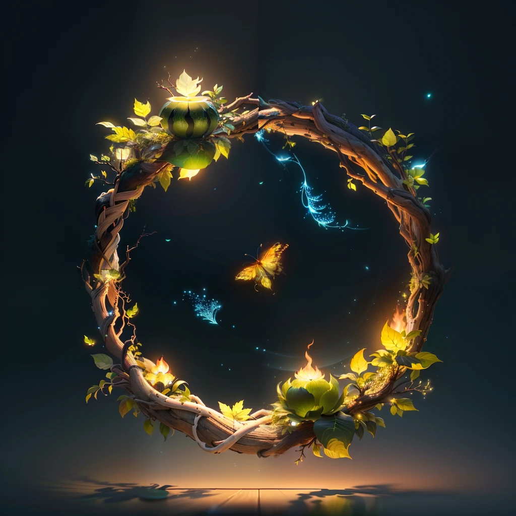masterpiece, best quality, (extremely detailed CG unity 8k wallpaper), (best quality), (best illustration), (best shadow),The UI interface outer frame design adopts natural elements of jungle theme. The avatar frame is designed as a circular shape with delicate foliage and branches around it, along with fireflies and glowing particle effects,(UI interface outer frame design), (natural elements), (jungle theme), (circular shape), (foliage), (branches), (fireflies), (glowing), (particle effects).(multiple views of the same avatar frame), isometric 3D, octane render,ray tracing,ultra detailed