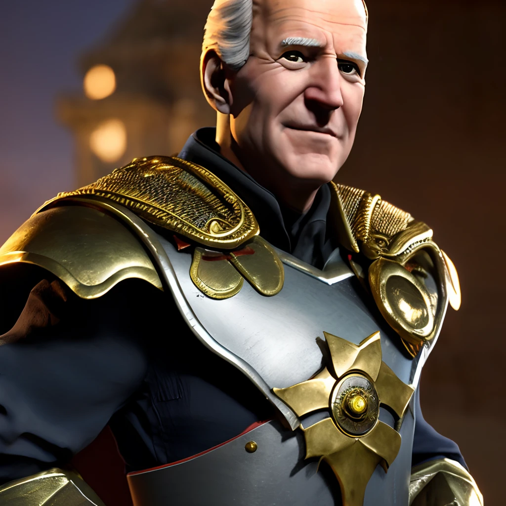 portrait photo of Joe Biden as dnd paladin, epic composition, cathedral background, bright, wearing shiny armor, with Pilgrim badge, heroic posture, (8k, RAW photo, best quality, masterpiece:1.2), (realistic:1.3), (real skin details:1.3),(photorealistic:1.3), ultra-detailed, Masterpiece, realistic lighting, best quality, masterpiece,best quality,extremely detailed CG unity 8k wallpaper,on artstation