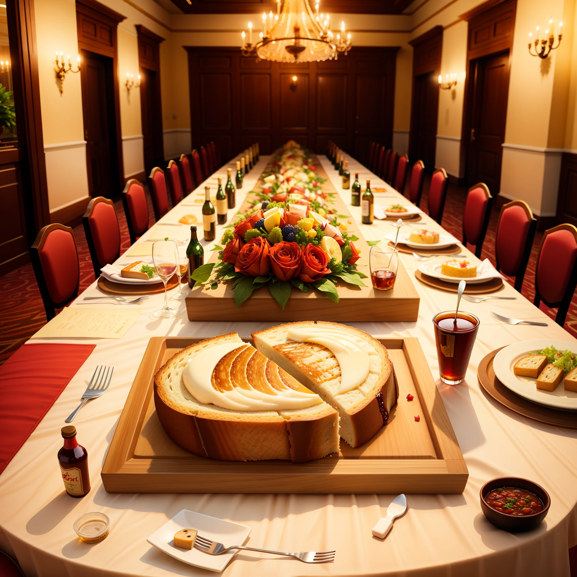 Banquet hall table gourmet toast