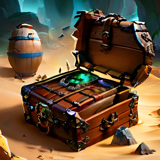Treasure chest,icon,Western style,Cartoon,(Natural elements),Fantastic colors,highres,Detailed,Epic,artbook,