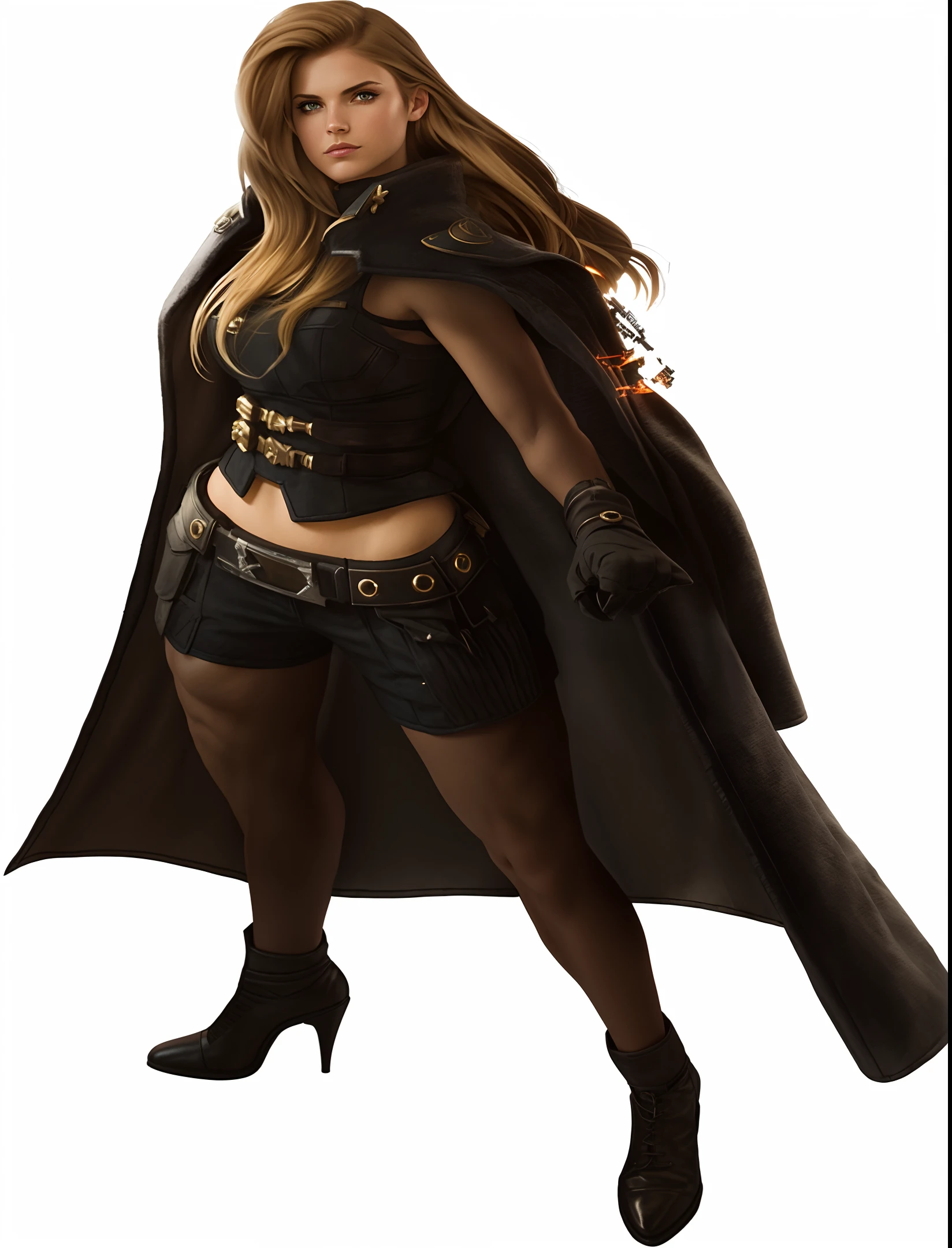 Solo, Cinematic Lighting, Warhammer 40k, Dramatic, Fit Body, Black Plate , Blonde Woman