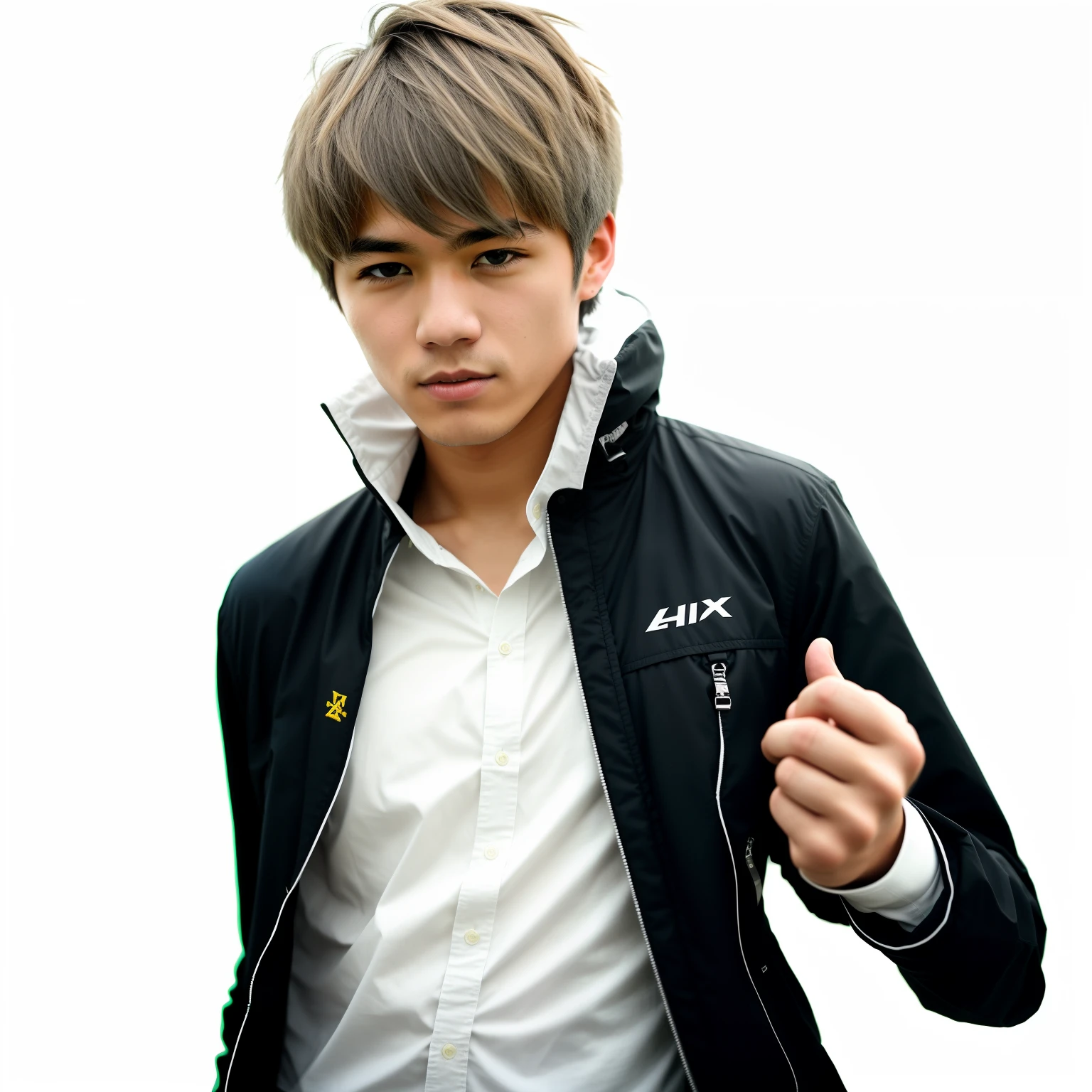 RAW photo, a close up portrait photo of brutal 45 y.o man in wastelander clothes, long haircut, pale skin, slim body, background is city ruins, (high detailed skin:1.2), 8k uhd, dslr, soft lighting, high quality, film grain, Fujifilm XT3 Japanese high school students high school student Persona4 Handsome boy Double eyelid No beard mature tougg man Silver hair Grey hair