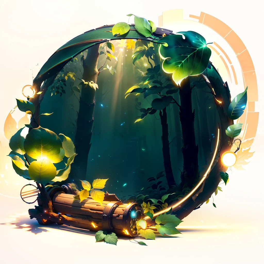 Masterpiece, best quality, (extremely fine CG unity 8k wallpaper), (best quality), (best illustration), (best shadow), the UI interface frame design adopts the natural elements of the jungle theme. The avatar frame is designed in a circle, surrounded by delicate leaves and branches, as well as fireflies and glowing particle effects, (UI interface frame design), (natural elements), (jungle theme), (circle), (leaves), (Branch), (Firefly), (Glow), (Particle Effect). , isometric 3d, octane rendering, ray tracing, ultra detailed