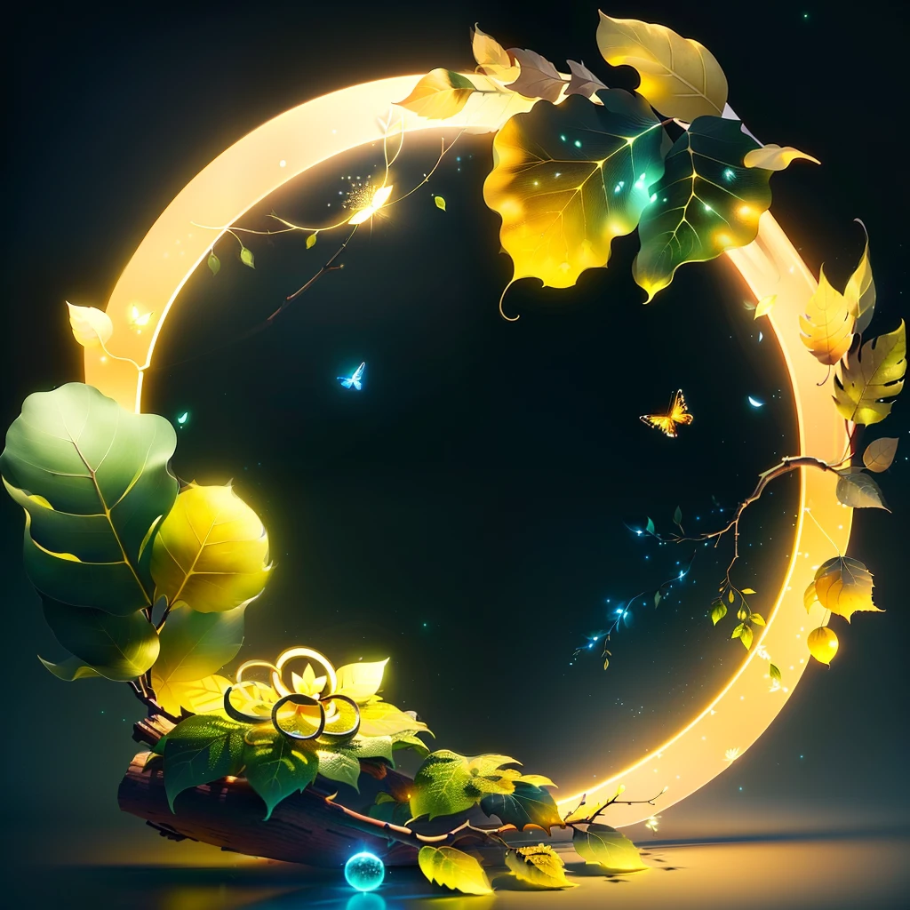 Masterpiece, best quality, (extremely fine CG unity 8k wallpaper), (best quality), (best illustration), (best shadow), the UI interface frame design adopts the natural elements of the jungle theme. The avatar frame is designed in a circle, surrounded by delicate leaves and branches, as well as fireflies and glowing particle effects, (UI interface frame design), (natural elements), (jungle theme), (circle), (leaves), (Branch), (Firefly), (Glow), (Particle Effect). , isometric 3d, octane rendering, ray tracing, ultra detailed