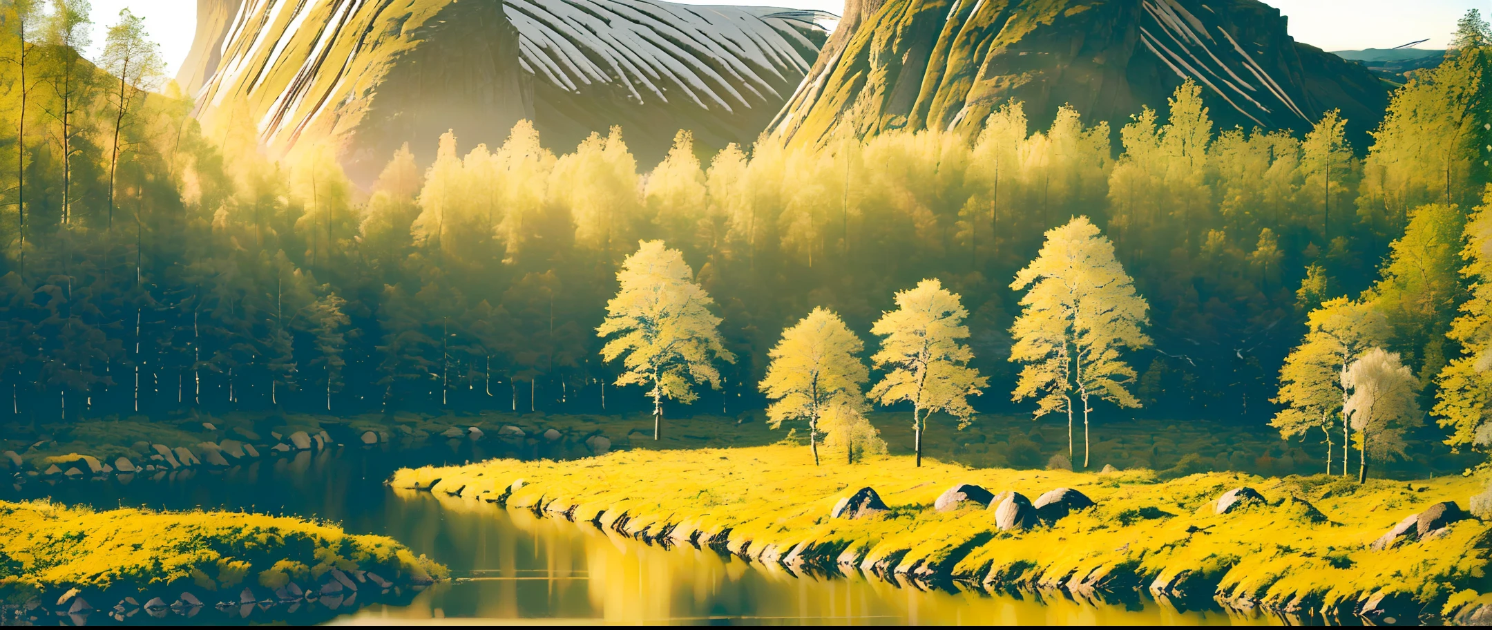 masterpiece, best quality, very detail shadow, high quality,landscape with texture,award winning photography, Depth of Field, HDR, Chromatic Aberration, High contrast, Super clear, Realistic style, Photorealistic, cinematograph, (extremely realistic), extremely detailed, Intricate, High Detail, China National Geographic, ((700MM telephoto vista extreme long shot lens)), (Early morning:1.6), (A Nordic forest in Early spring:1.6), (Green grass sprout:1.2), (Stream:1.3), (gravel:1.3), (High mountain:1.2)