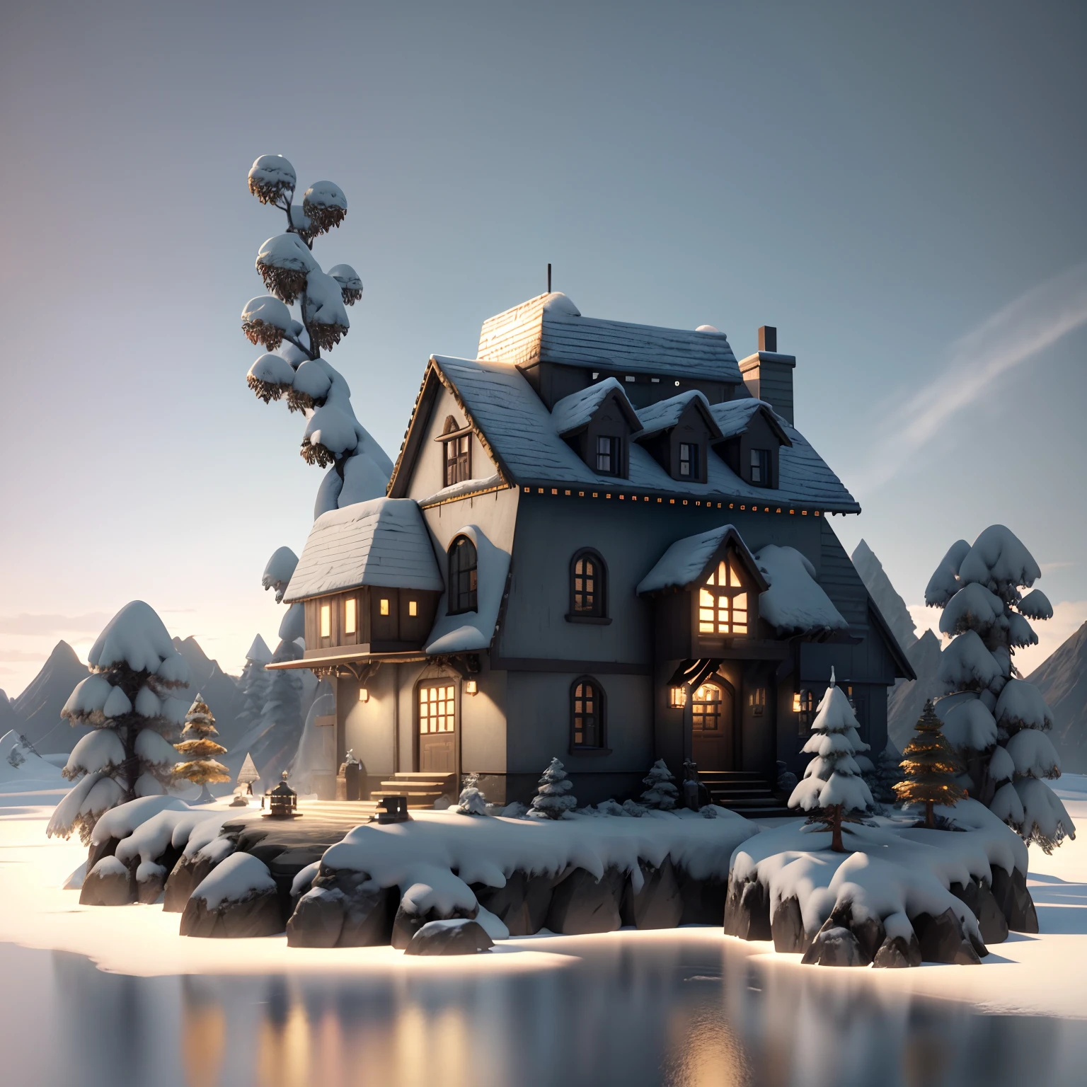 isometric perspective,white background,3D Render,realistic style,Magic Wizards house,Vray rendering,Art station, High quality, ultra-high definition details,concept design,monomer building,cinematic light, very high definition, high details, 8k, hyper realistic, high detail, Cinematic, 35mm lens, f/ 1. 8, global illumination,realistic lighting,Unreal Engine rendering,Substance 3D, Octane rendering,(hdr:1.3)，