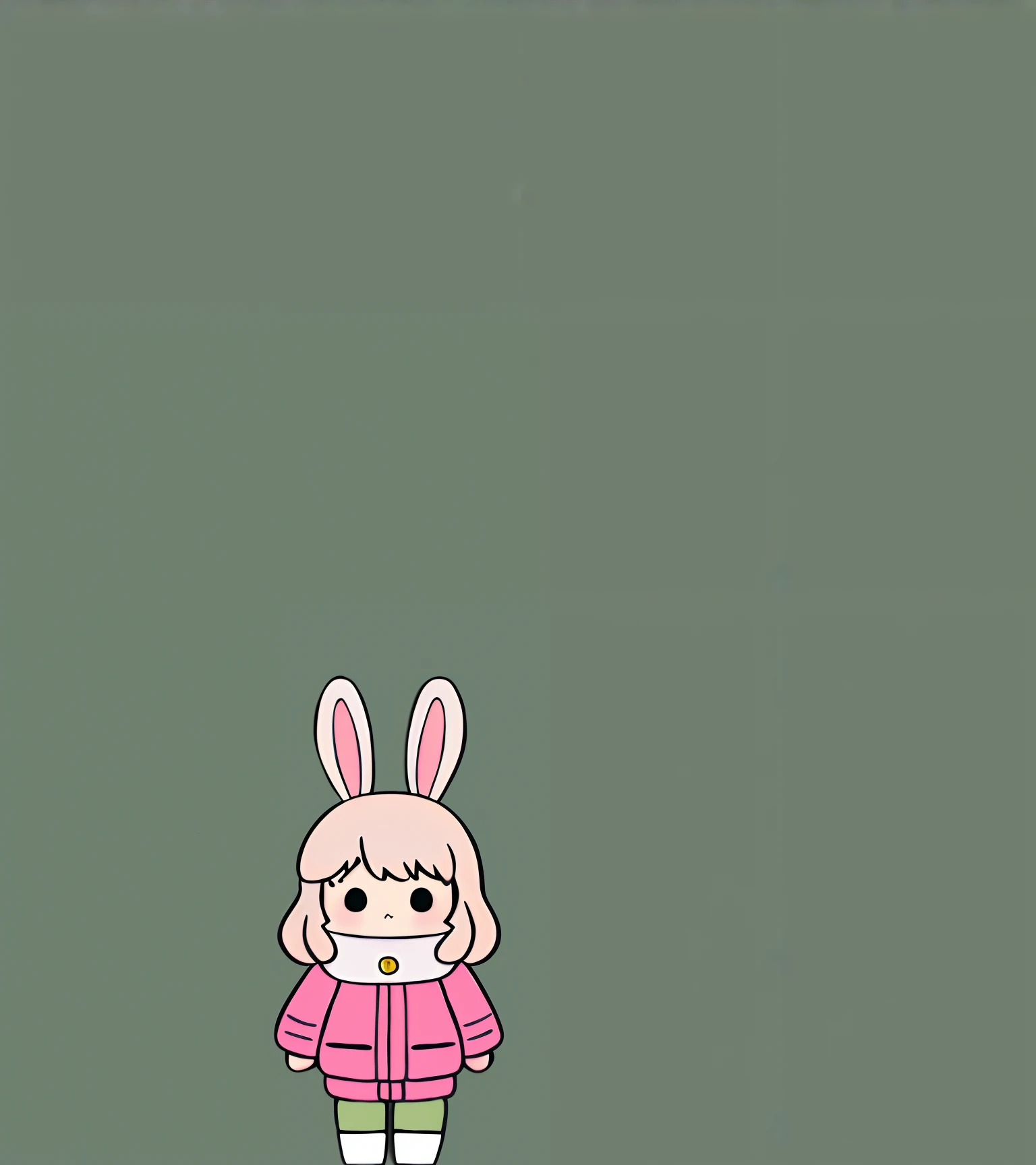 (best quality:1.3), (highres:1.1), 
(thick outline:1.2), A pastel pink girl, with a small, cute face and golden hair in the forest. Kawaii. In the style of Ken Sugimori, chibi, rabbit on a mountaintop in a snowstorm, bunny girl in a coat, rabbit ears, snowy background, winter