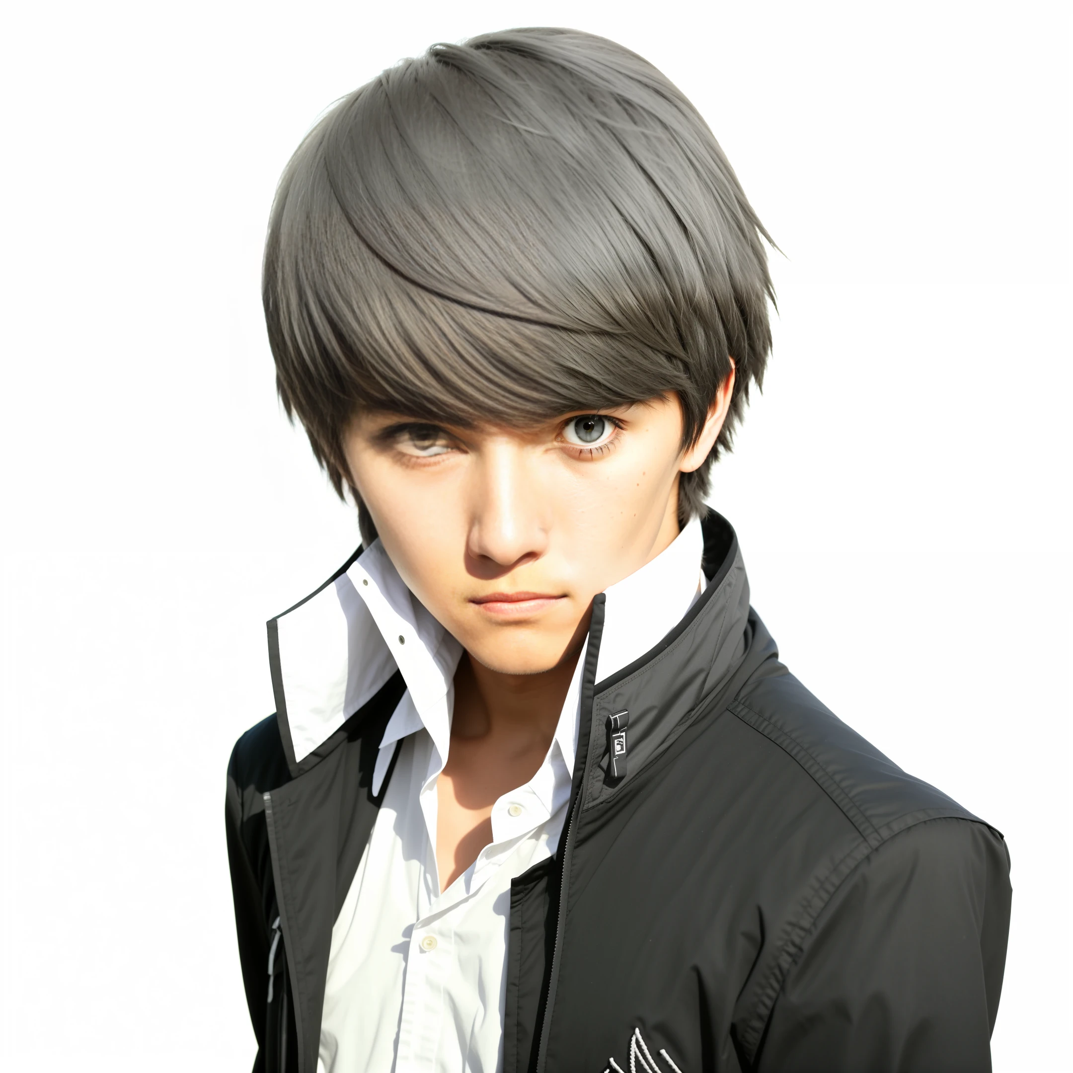 RAW photo, a close up portrait photo of brutal 45 y.o man in wastelander clothes, long haircut, pale skin, slim body, background is city ruins, (high detailed skin:1.2), 8k uhd, dslr, soft lighting, high quality, film grain, Fujifilm XT3 Japanese high school students 17-year-old high school student Persona4 Handsome boy Double eyelid No beard mature tough Young man Silver hair Grey hair,Half body,Eye on the audience,Mushroom head,Long bangs,Her hair color is silver,silver,grey,Grey hair,Bangs to the left,Straight nose,Sharp eyes