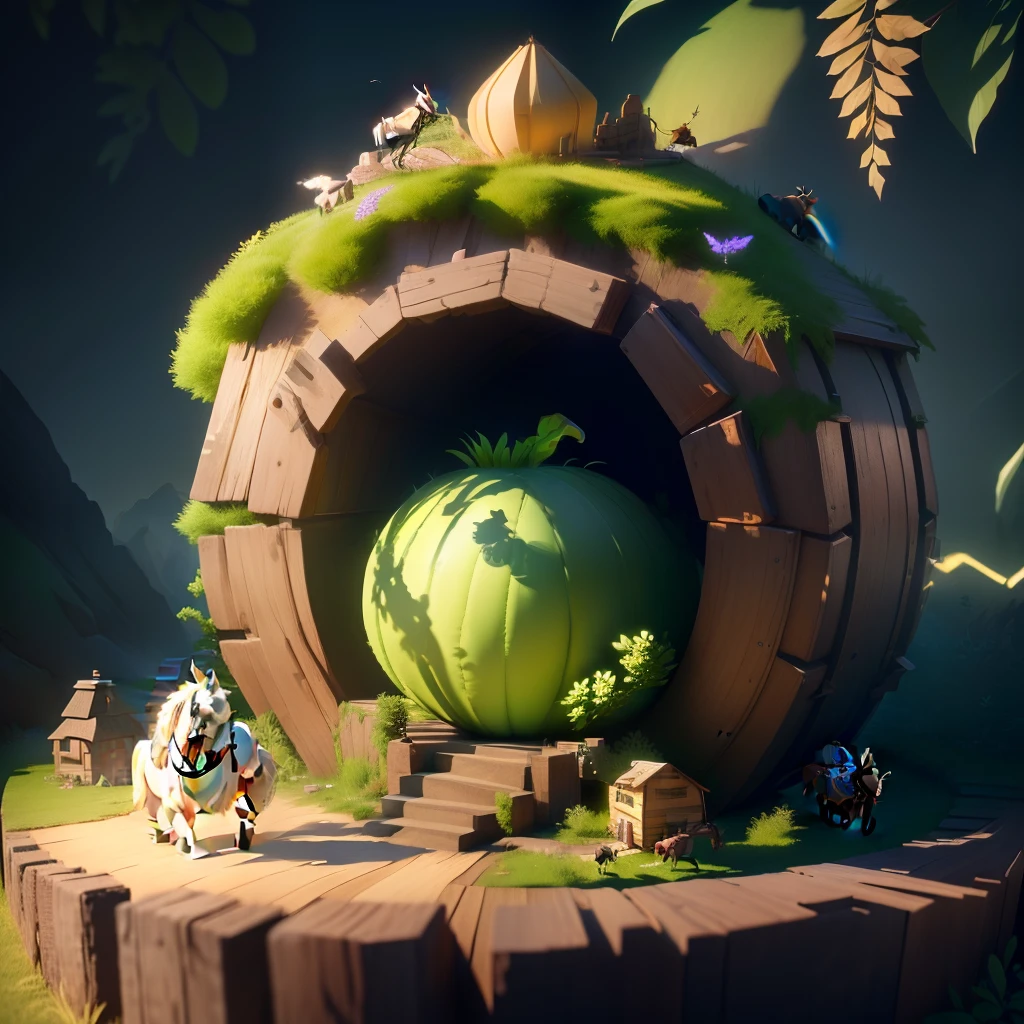 masterpiece, best quality, (extremely detailed CG unity 8k wallpaper), (best quality), (best illustration), (best shadow), An old man riding a little donkey, isometric 3D, octane render,ray tracing,ultra detailed
