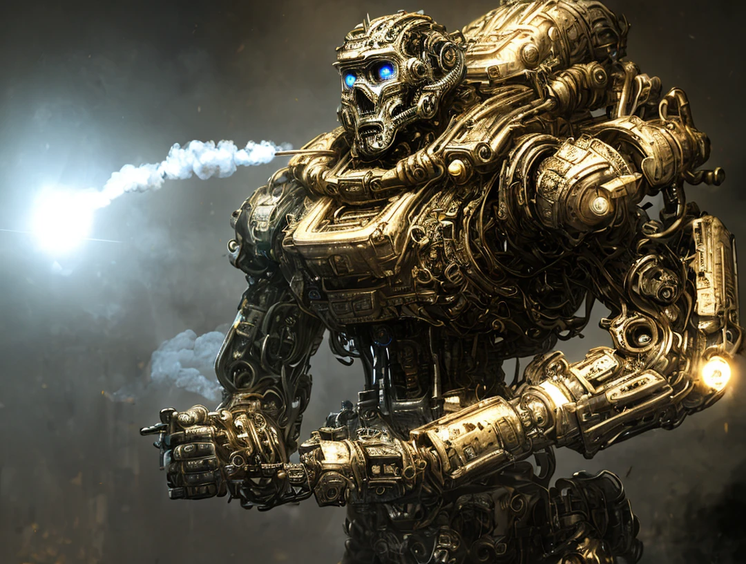 made out of metal, cyborg, steampunk style, ((intricate details)), hdr, ((intricate details, hyperdetailed)), dramatic shot, Futuristic tank, ((close up)) detailed, digital painting, concept art, breathtaking, high details, extremely detailed, beautiful, establishing shot, hyperrealistic,solo, Masterpiece, robot arm, colorful,game character design, concept design, high detail,masterpiece, best quality, (best illustration), (best shadow), absurdres, realistic lighting, beautiful detailed glow, ((Robots)), (Smoke:1.2), (Action Pose:1.1),(Worn Out Look:1.1), (High-Tech:1.1),best photo from the exhibition, 35 mm, cell shading, bloom, 8k , abrasions, cuts, wounds, stunning, highly detailed, bionic, shiny, polished, metallic, reflections, trending on Intricate, High Detail, Sharp focus, dramatic, realism, beautiful and detailed lighting, shadows