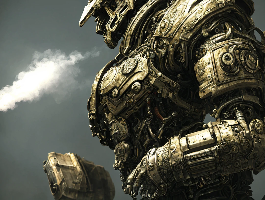 made out of metal, cyborg, steampunk style, ((intricate details)), hdr, ((intricate details, hyperdetailed)), dramatic shot, Futuristic tank, ((close up)) detailed, digital painting, concept art, breathtaking, high details, extremely detailed, beautiful, establishing shot, hyperrealistic,solo, Masterpiece, robot arm, colorful,game character design, concept design, high detail,masterpiece, best quality, (best illustration), (best shadow), absurdres, realistic lighting, beautiful detailed glow, ((Robots)), (Smoke:1.2), (Action Pose:1.1),(Worn Out Look:1.1), (High-Tech:1.1),best photo from the exhibition, 35 mm, cell shading, bloom, 8k , abrasions, cuts, wounds, stunning, highly detailed, bionic, shiny, polished, metallic, reflections, trending on Intricate, High Detail, Sharp focus, dramatic, realism, beautiful and detailed lighting, shadows