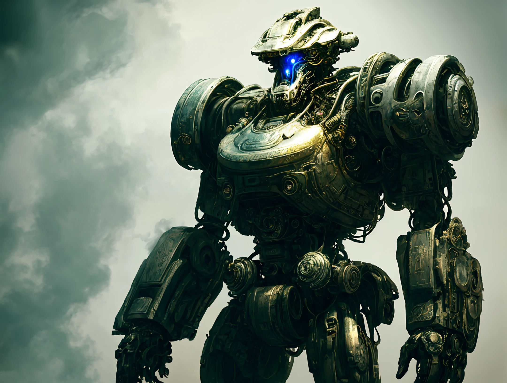 made out of metal, cyborg, steampunk style, ((intricate details)), hdr, ((intricate details, hyperdetailed)), dramatic shot, Futuristic tank, ((close up)) detailed, digital painting, concept art, breathtaking, high details, extremely detailed, beautiful, establishing shot, hyperrealistic,solo, Masterpiece, robot arm, colorful,game character design, concept design, high detail,masterpiece, best quality, (best illustration), (best shadow), absurdres, realistic lighting, beautiful detailed glow, ((Robots)), (Smoke:1.2), (Action Pose:1.1),(Worn Out Look:1.1), (High-Tech:1.1),best photo from the exhibition, 35 mm, cell shading, bloom, 8k , abrasions, cuts, wounds, stunning, highly detailed, bionic, shiny, polished, metallic, reflections, trending on Intricate, High Detail, Sharp focus, dramatic, realism, beautiful and detailed lighting, shadows