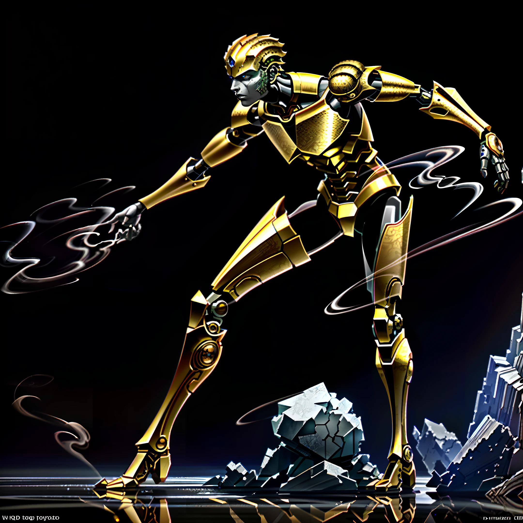 masterpiece, best quality, dynamic pose, wind,smoke,steam,made out of metal and stone, cyborg, steampunk style, hdr, ((intricate details, hyperdetailed)), dramatic shot,((close up)) detailed, digital painting, concept art, breathtaking, extremely detailed, establishing shot, hyperrealistic,solo, robot arm,high detail,masterpiece,(best illustration), (best shadow), absurdres, realistic lighting, (Smoke:1.2), (Action Pose:1.1),(Worn Out Look:1.1), cell shading, 8k , abrasions, cuts, wounds, stunning, highly detailed, bionic, shiny, polished, metallic, reflections, trending on Intricate, Sharp focus, dramatic, beautiful and detailed lighting and shadows, body inside metal,broken arm,human shape