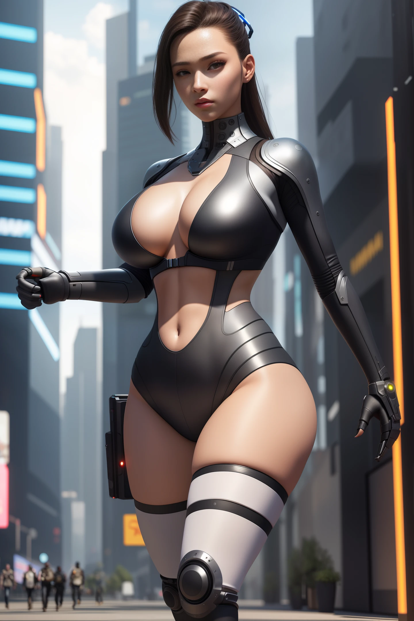 masterpiece, (extremely detailed CG unity 4k FHD wallpaper), (photorealistic:1.4), sexy young cyberpunk android girl, solo, full body, dynamic pose, (wide hips), (silver skin), (nice breast), ((thick thighs)), (abs:0.5), (detailed skin), (detailed nipple), (detailed lips), (detailed eyes), (curvy), (necropolis:1.1), shiny, smooth, sharp focus, dramatic lighting, highly detailed artwork, cinematic, hyper realistic painting, raytracing,incredible shadows, best quality, exhibitionism,