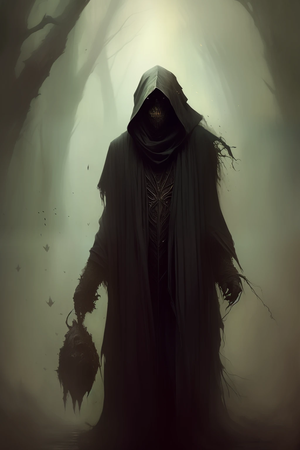 portrait of hyperdetailed terrifying dementor from harry potter cinematic shot on canon 5d ultra realistic skin accurate hands Steve Henderson Fabian Perez Henry Asencio Jeremy Mann Marc Simonetti fantasy magical horror atmosphere