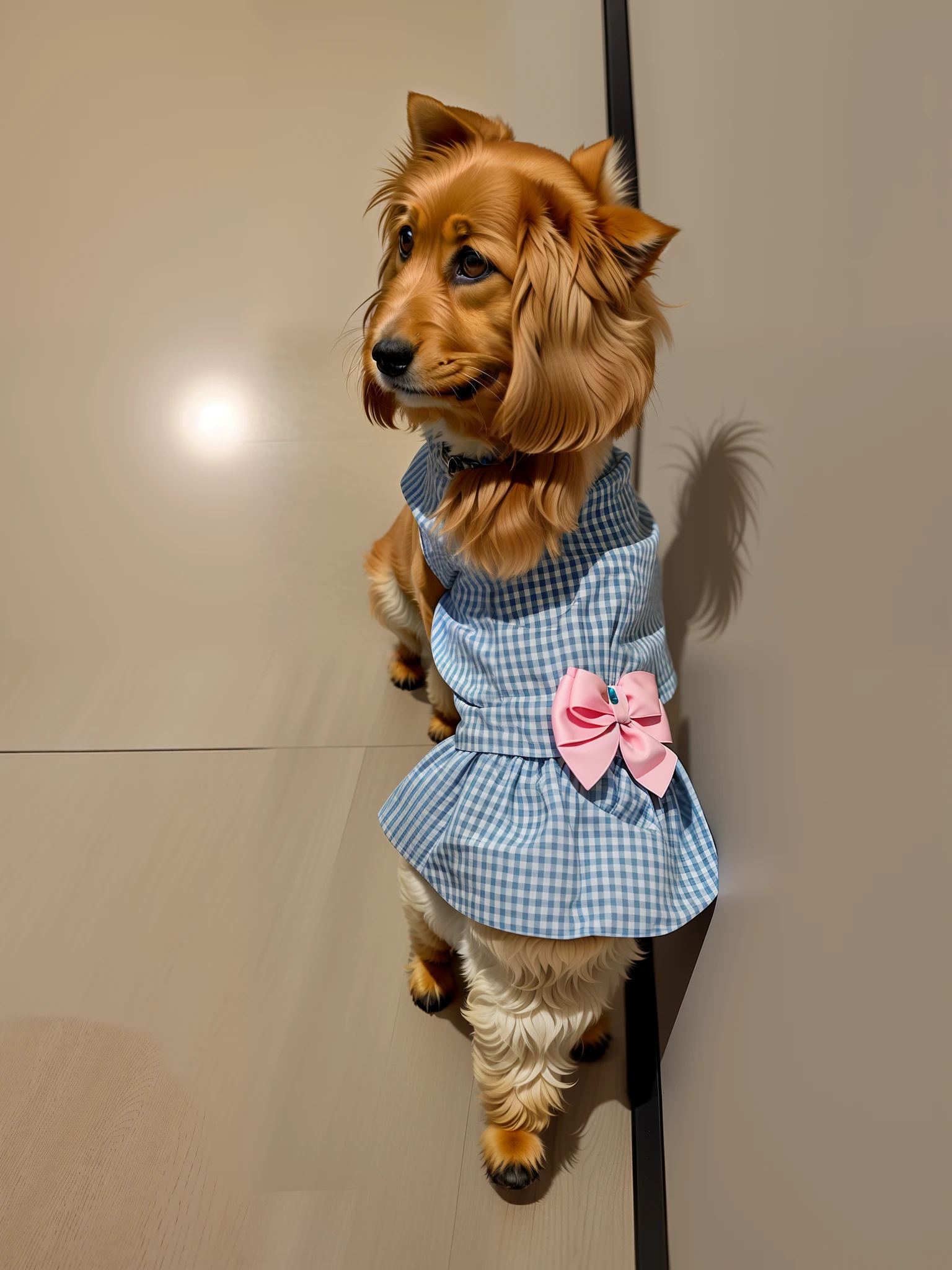 Turning to look at the owner's little dog
Cartonization
