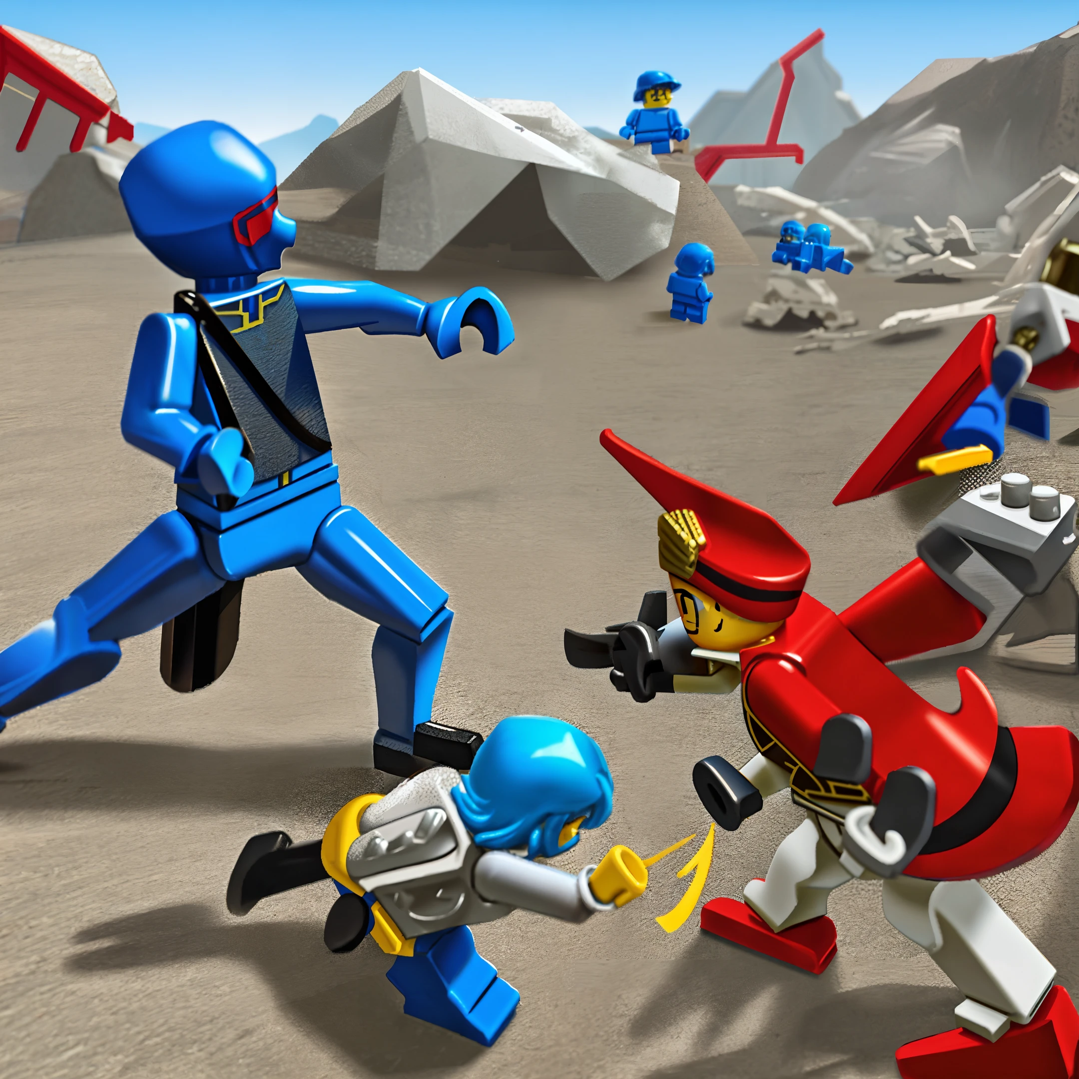 Lego, blue army, red army, majestic, general, soldiers, attack, enemy, confrontation.