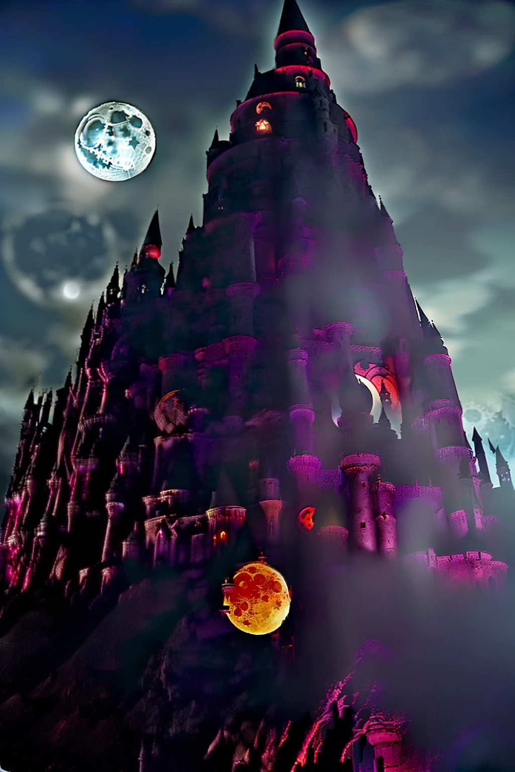 ((Middle_Ages+Fantasy):1.2),((Wizard+Magical_tower):1.3), mysterious,((Red_moon+Full_moon+Blood_moon):1.2),((Hell+Underworld)):1.1.