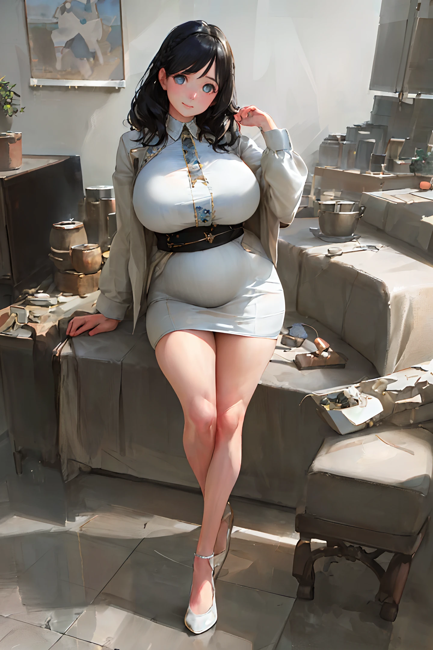 (Realistic :1.4), (Masterpiece, side light, beautiful eyes with Fine Detail :1.2), Masterpiece * Portrait, realistic, 3d face, glowing eyes, shiny hair, glossy skin, solo, black hair, amazing huge breasts, slightly fat, fat buttocks, fleshy legs, cooked woman. Gentle, tolerant, beautiful wife, unsatisfied expression, naked