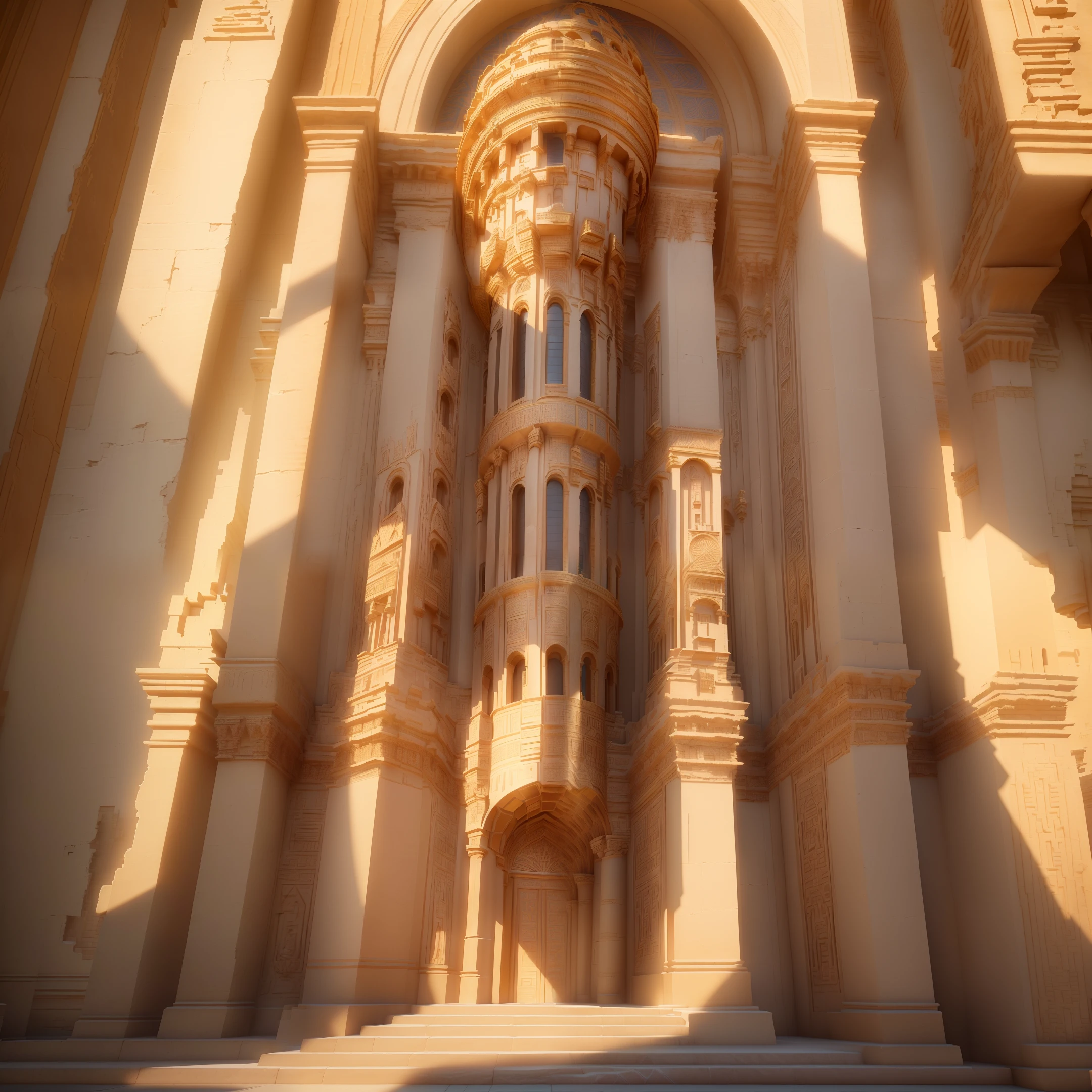 masterpiece, best quality, (extremely detailed CG unity 8k wallpaper), (best quality), (best illustration), (best shadow),  Babylonian Tower, ancient architecture, towering, utopia, grand narrative, rendered in maya, meticulous design, biblical grandeur, terracotta, solarpunk, aerial photography， isometric 3D, octane render,ray tracing,ultra detailed