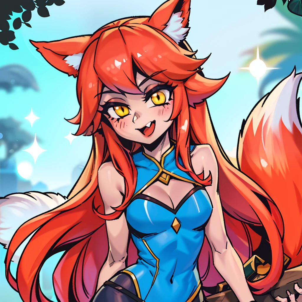 1girl, spirit blossom \(league of legends\), cowboy shot, foxgirl, fox ears, fox tail
