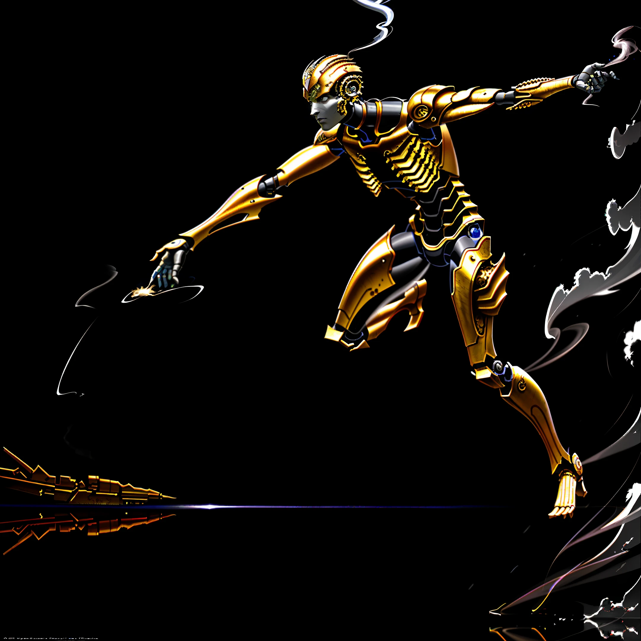 masterpiece, best quality, dynamic pose, wind,smoke,steam,made out of metal and stone, cyborg, steampunk style, hdr, ((intricate details, hyperdetailed)), dramatic shot,((close up)) detailed, digital painting, concept art, breathtaking, extremely detailed, establishing shot, hyperrealistic,solo, robot arm,high detail,masterpiece,(best illustration), (best shadow), absurdres, realistic lighting, (Smoke:1.2), (Action Pose:1.1),(Worn Out Look:1.1), cell shading, 8k , abrasions, cuts, wounds, stunning, highly detailed, bionic, shiny, polished, metallic, reflections, trending on Intricate, Sharp focus, dramatic, beautiful and detailed lighting and shadows, body inside metal,broken arm,human shape