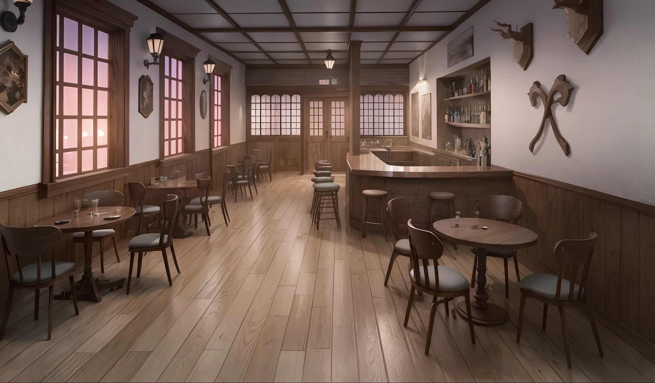 (extremely detailed CG unity 8k wallpaper), (masterpiece), (best quality:1.2), (highres), (illustration:1.1), (cinematic lighting:1. 1), fine detail, intricate detail, (best illustration), 8k resolution, intricate detail, best quality, realistic, ultra detailed, best lighting, best shading, ultra high res. cryengine, ultra HD, (detailed reflections), detailed shadows, (((intricate details))), smooth, ((perfect shadows)), high quality wood textures, metallic sheen, highly detailed illustrations, (semi-realistic:1.6), (wide lens:1. 2), a bar at dusk with dusk outside the window and light coming in through the window, ((ghost reconnaissance inspired)) street scene, dynamic camera angle, (bar at dusk), (((high quality detailed bar))), (depth of field), ((cinematic lighting)), ), ), lovecraftian, spot color, monotone, red, splashing blood, (best lighting), (super intricate detail), ((super detail)), 4k unity, (extremely detailed CG: 1. 2), (8k:1.1), ((landscape view)), Artstation, ((sui ishida, by Wenjun Lin, by stefan morrell)), dystopian art, apocalypse art, ((semi-realism)), ( realism), (dynamic) (nixeu_basic2:0.5),