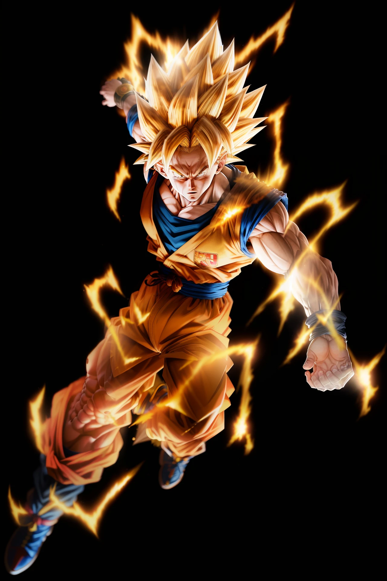 masterpiece, best quality, goku, super Saiyan, yellow hair, hyper realistic, shining skin, cg 8k, ((((((realistic)))))), Sun goku, Detailed skin, RAW photo, Simple background, (high detailed skin:1.2), 8k uhd, dslr, soft lighting, high quality, film grain, Fujifilm XT3, torn cloth, Highest Quality, masterpiece, (soft diffused lighting), Highly detailed photo,(hyperdetailed, intricate details), sharp focus, 8k, absurdres, 8mm film grain