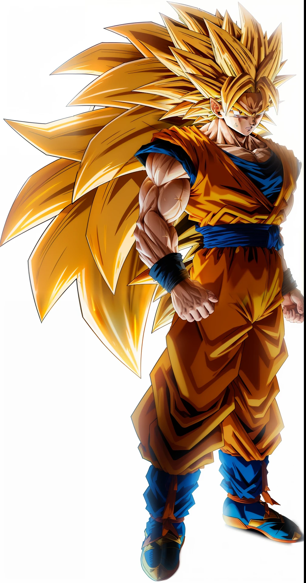 masterpiece, best quality, goku, super Saiyan, yellow hair, hyper realistic, shining skin, cg 8k