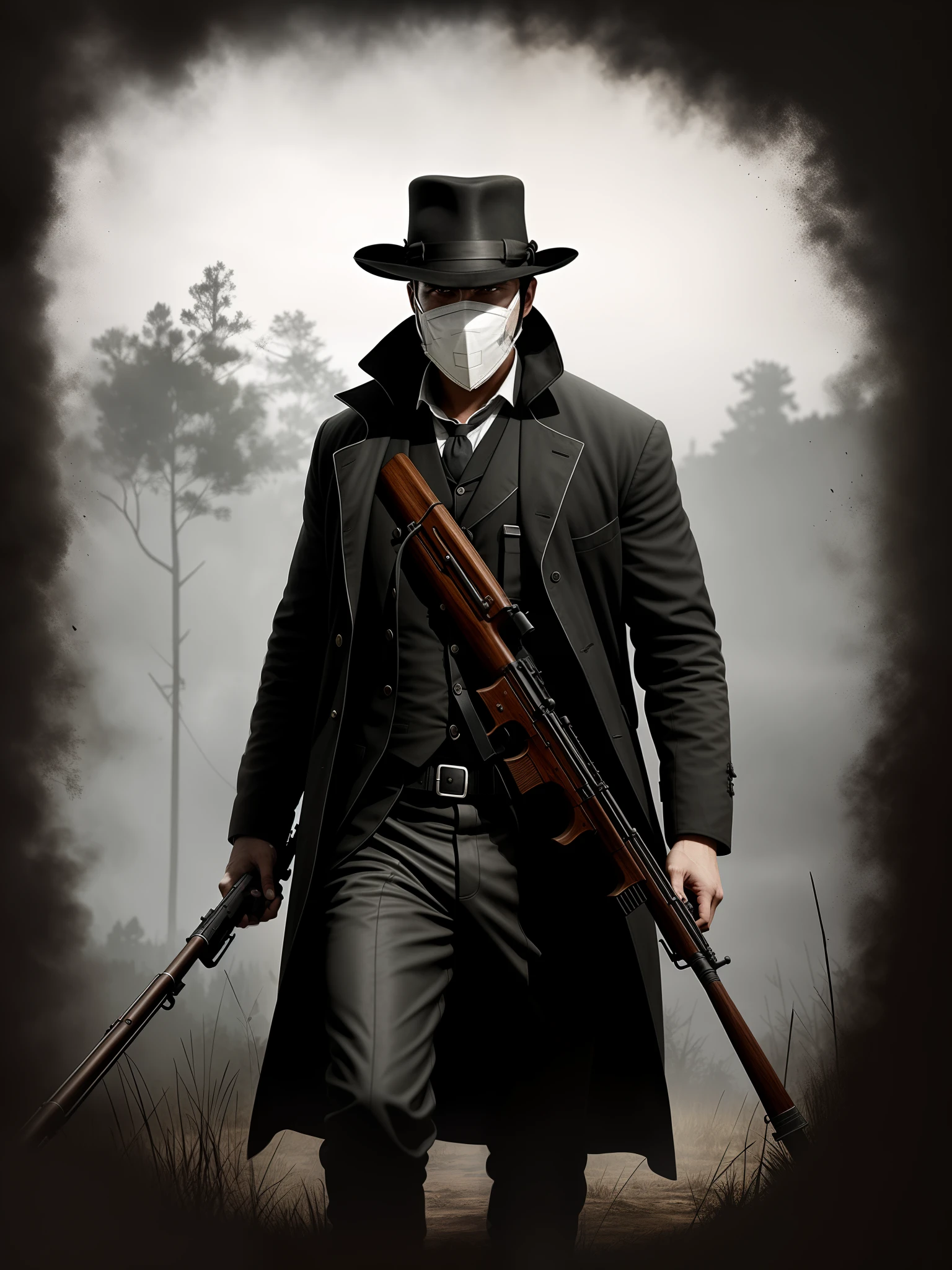 hunt：showdown,man wearing mask,with a Winfield Rifle
