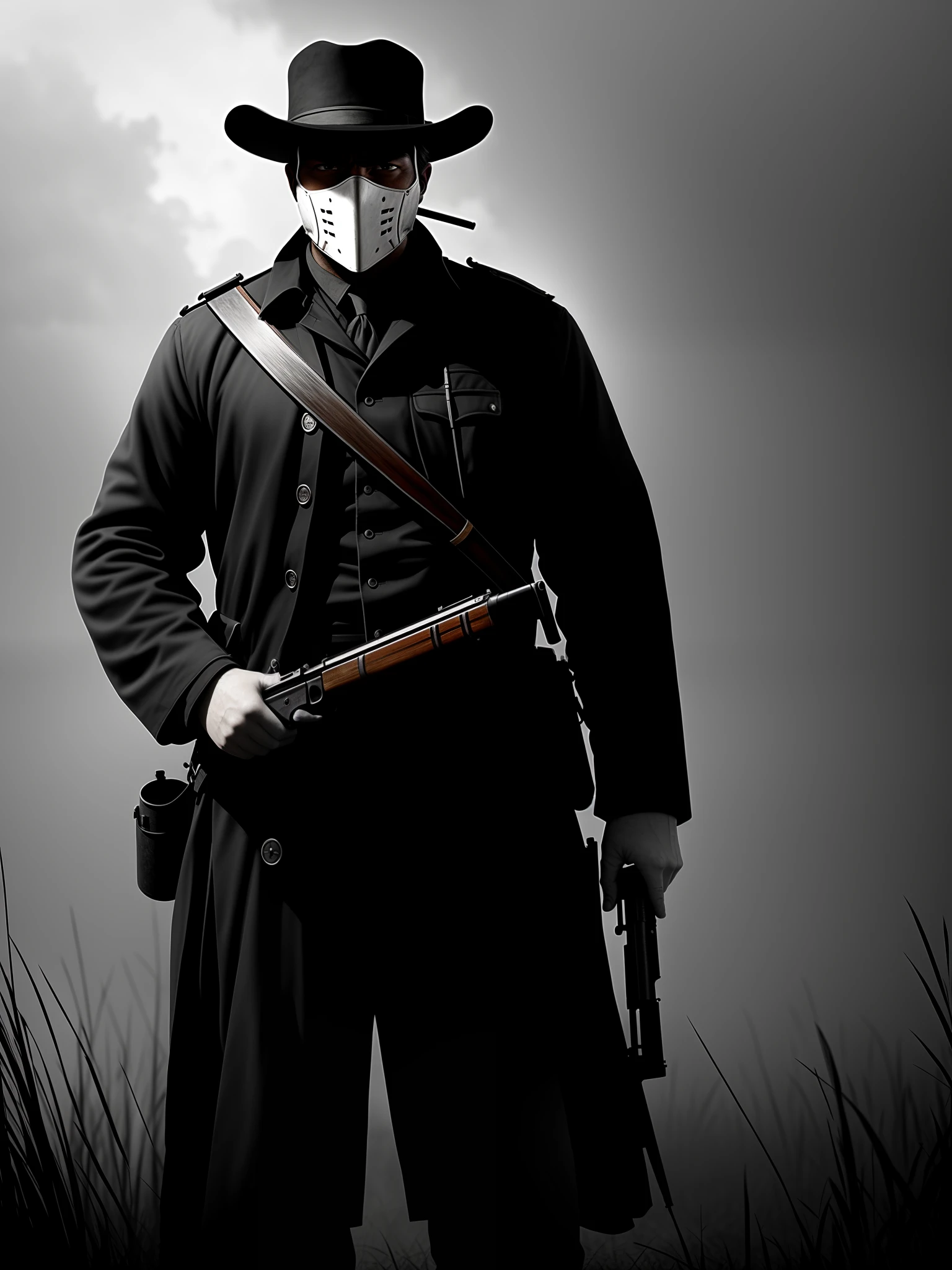 hunt：showdown,man wearing mask,with a Winfield Rifle