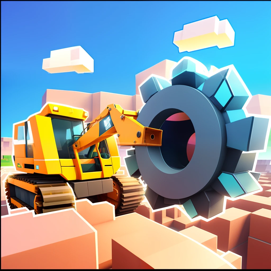 Gear, spinning, high velocity, smoke, pervasive, high precision.
CG Unity animated wallpaper, cartoon-style low-poly 3D model, blue sky, dynamic camera angle, and Minecraft-inspired excavator digging in high speed.
With precision and intense focus, the excavator quickly uncovers a deposit of shimmering purple ore, while the surrounding highway hums with activity.