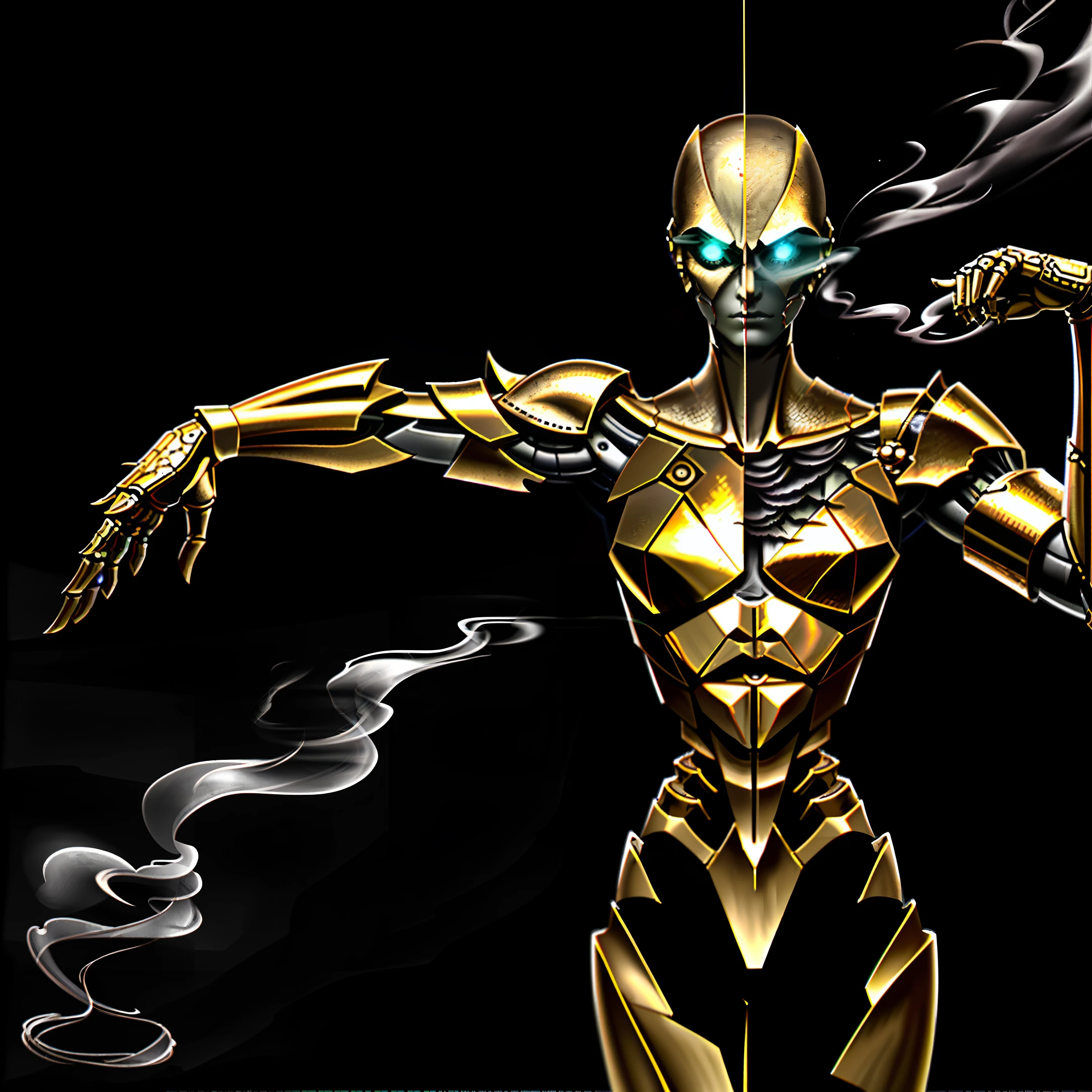 masterpiece, best quality, dynamic pose, wind,smoke,steam,made out of metal and stone, cyborg, steampunk style, hdr, ((intricate details, hyperdetailed)), dramatic shot,((close up)) detailed, digital painting, concept art, breathtaking, extremely detailed, establishing shot, hyperrealistic,solo, robot arm,high detail,masterpiece,(best illustration), (best shadow), absurdres, realistic lighting, (Smoke:1.2), (Action Pose:1.1),(Worn Out Look:1.1), cell shading, 8k , abrasions, cuts, wounds, stunning, highly detailed, bionic, shiny, polished, metallic, reflections, trending on Intricate, Sharp focus, dramatic, beautiful and detailed lighting and shadows, body inside metal,broken arm,human shape